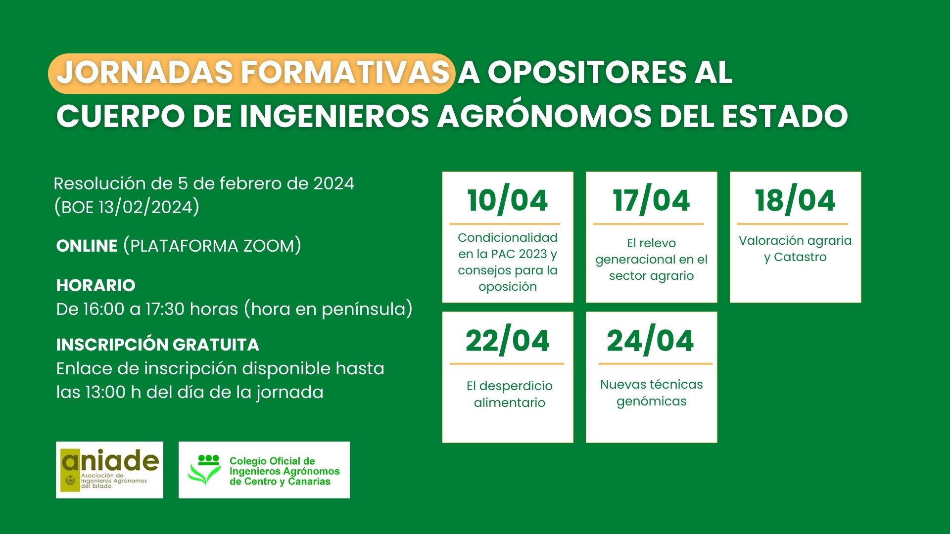 Jornadas para ingenieros agrónomos opositores