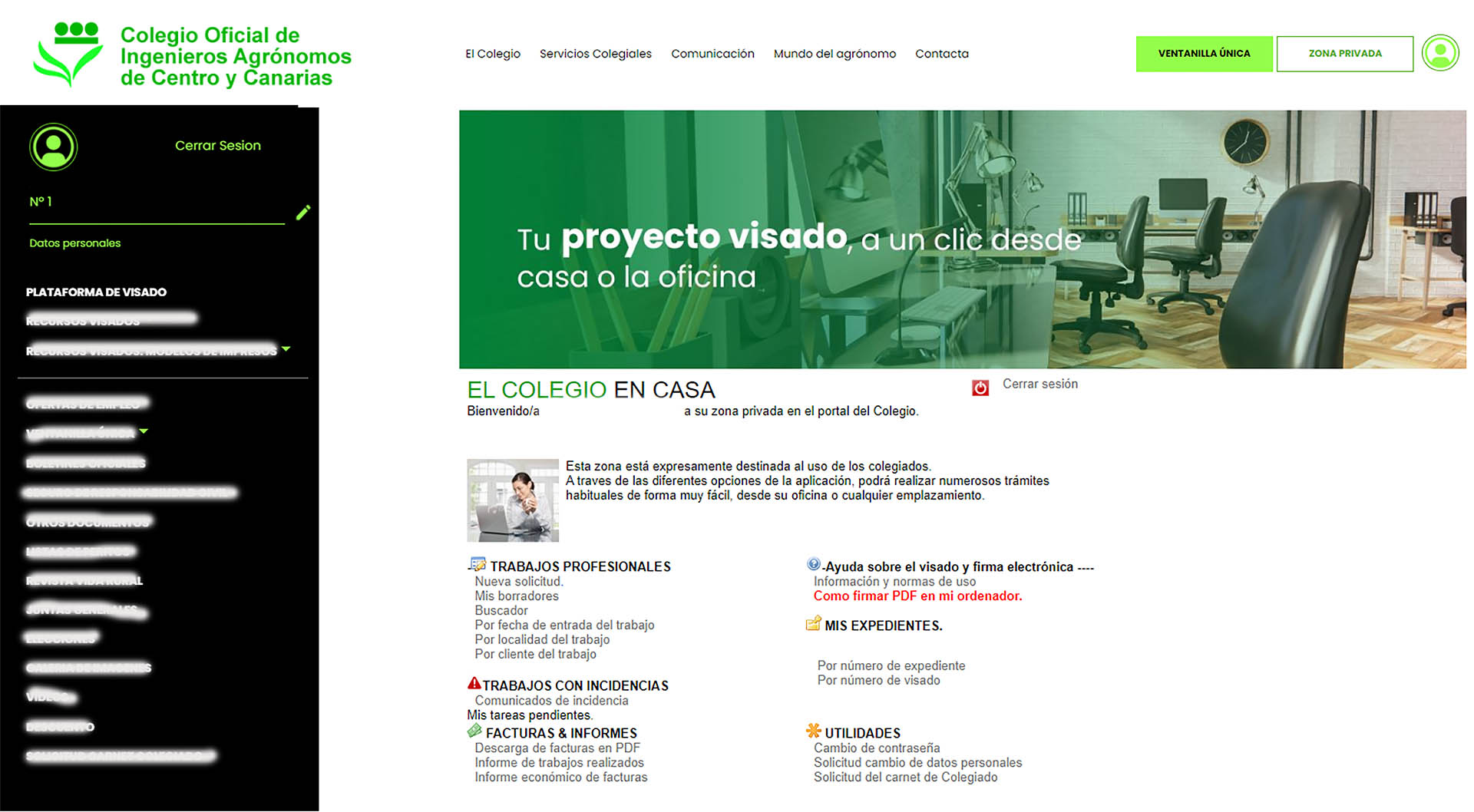 Plataforma visado Colegio Agrónomos Centro y Canarias