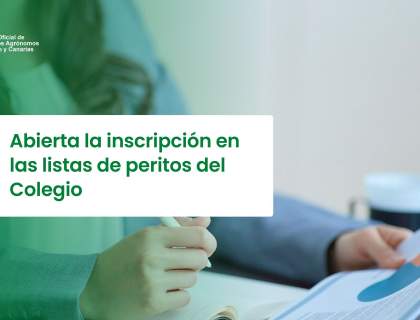 Abierta la inscripción en las listas de peritos del Colegio (2026)
